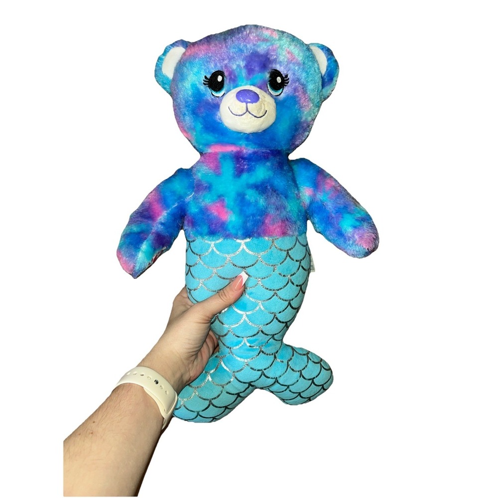 Build-A-Bear Mermaid Bear Plush Mer-Bear Tie Dye Blue Purple Pink 17"